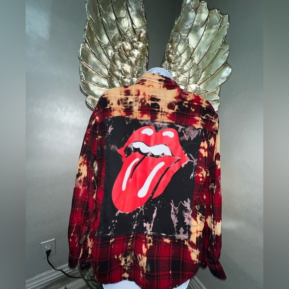 ROLLING STONES URBNVTG REWORKED FLANNEL SHIRT SIZE MEDIUM - Picture 7 of 14